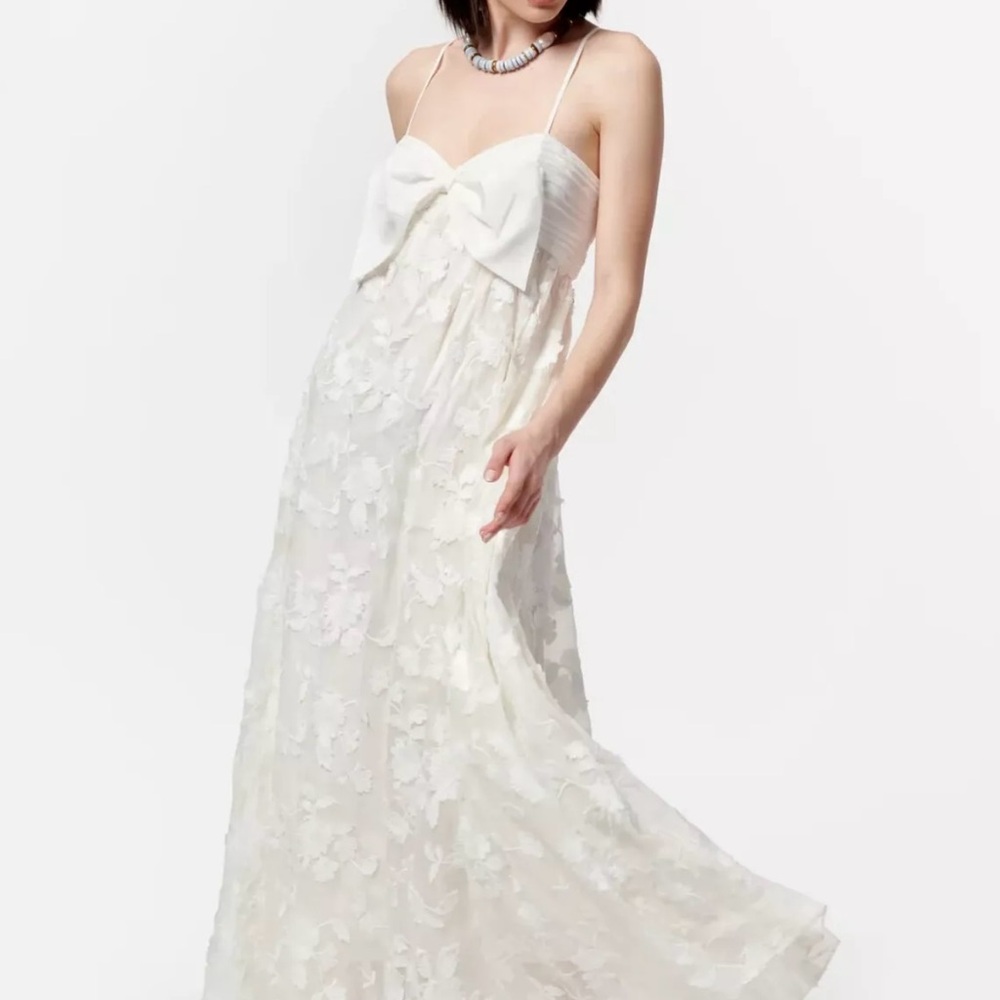 Cami NYC "Loa" Silk Chiffon Applique Bow Maxi Dress NEW W/TAGS Size 4